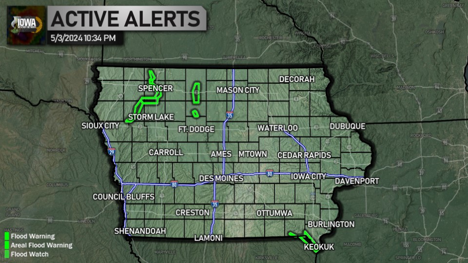 Local watches, warnings, and advisories for Iowa