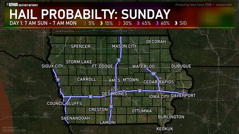 Day 1 SPC Convective Hail Probabilities Outlook for Iowa