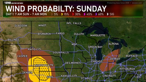 Day 1 SPC Convective Wind Probabilities Outlook for the Midwest