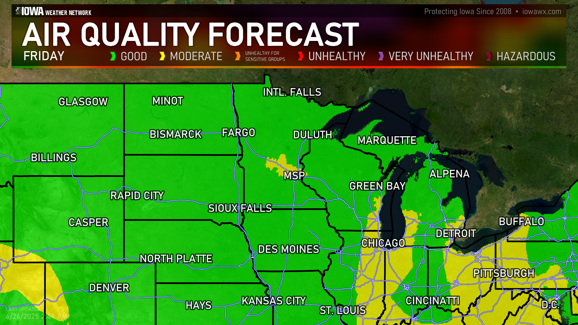 Tomorrow's Air Quality Index Forecast in the Midwest