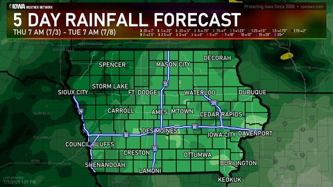 Day 1-5 quantitative precipitation forecast for Iowa