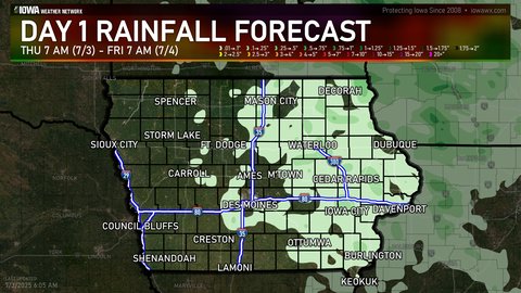 Day 1 quantitative precipitation forecast for Iowa