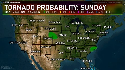 Day 1 SPC Convective Tornado Probabilties Outlook for the US
