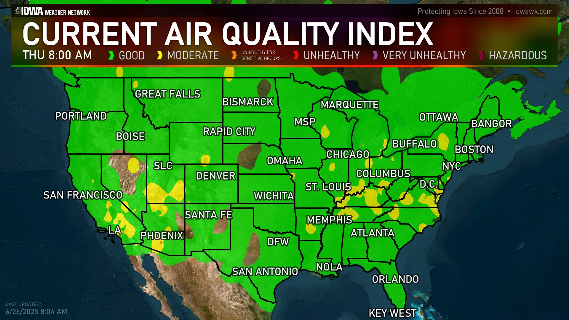 Current Air Quality Index in the US