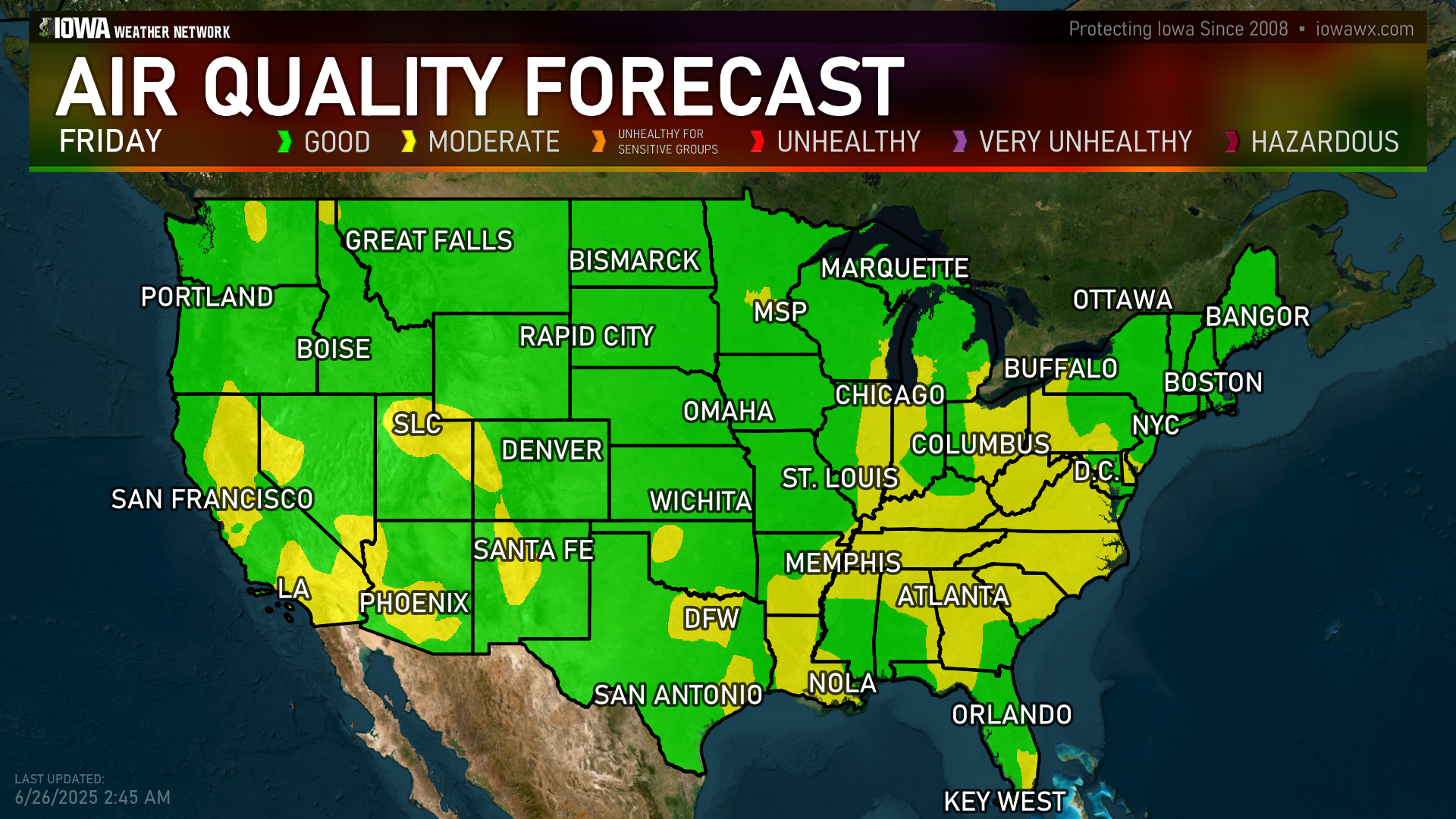 Tomorrow's Air Quality Index Forecast in the US